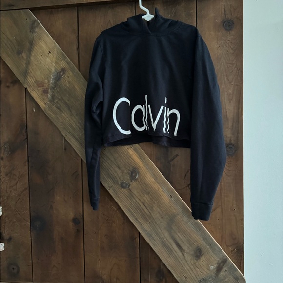Calvin Klein Black Cropped Hoodie - Picture 2 of 4